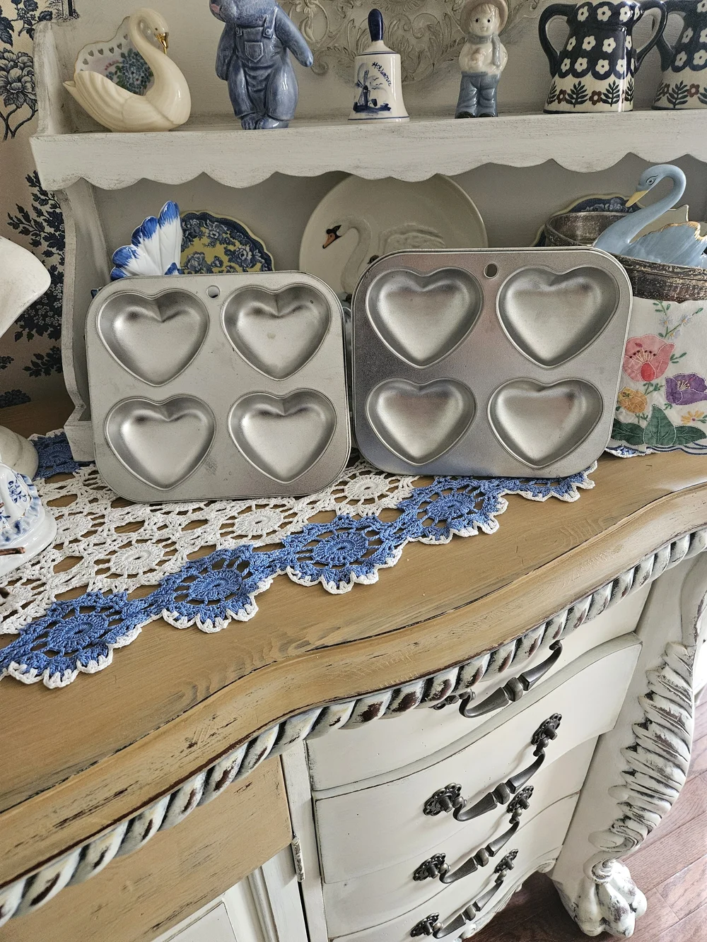 Silver Heart-Shaped Muffin Pan Set - Pack of 2